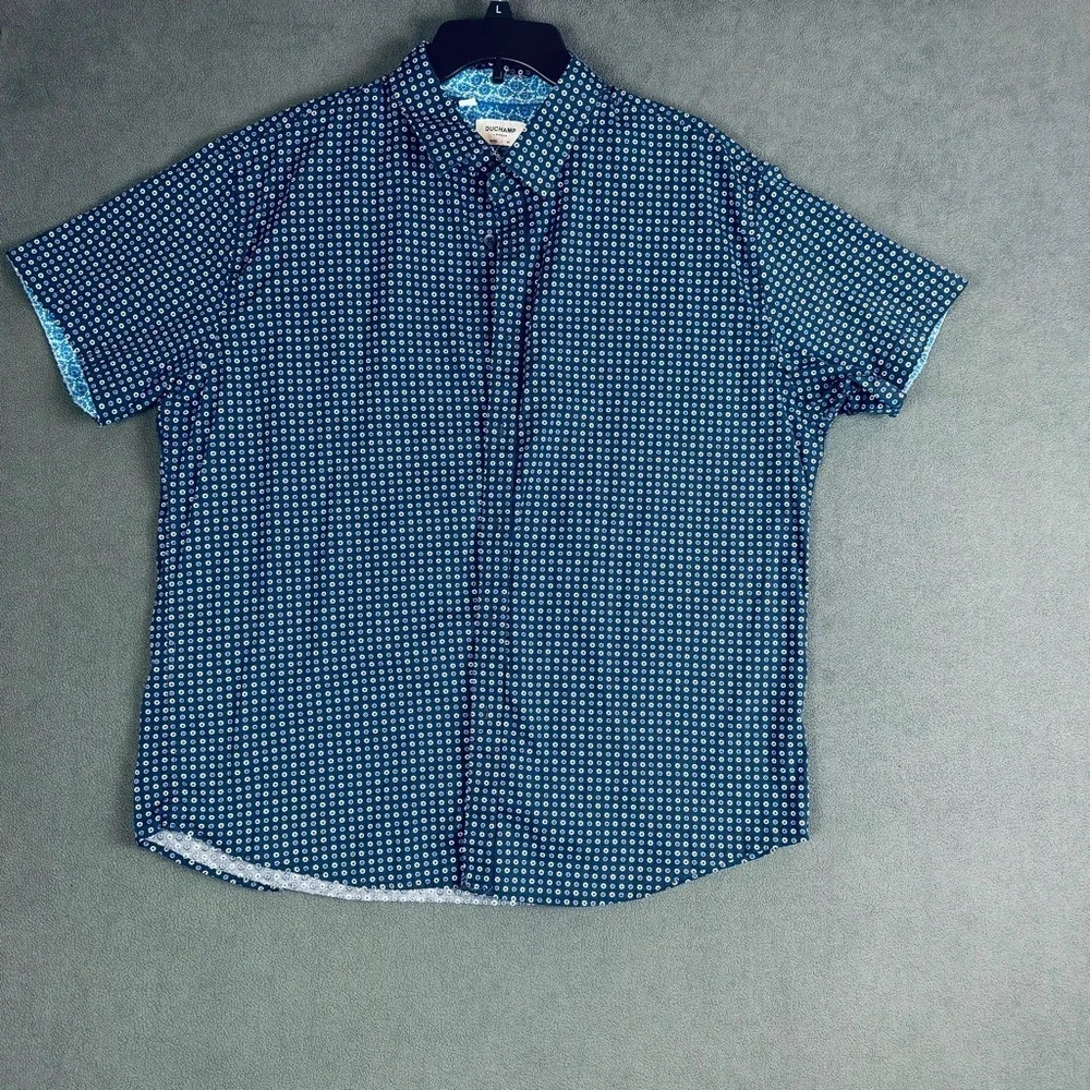 Duchamp London Men's Paisley Floral Dress Shirt Slim Fit 18 XXL EU:46 Blue